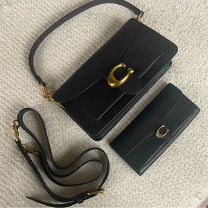 Coach Black Pebble Leather Tabby 26 Shoulder Handbag with Wallet